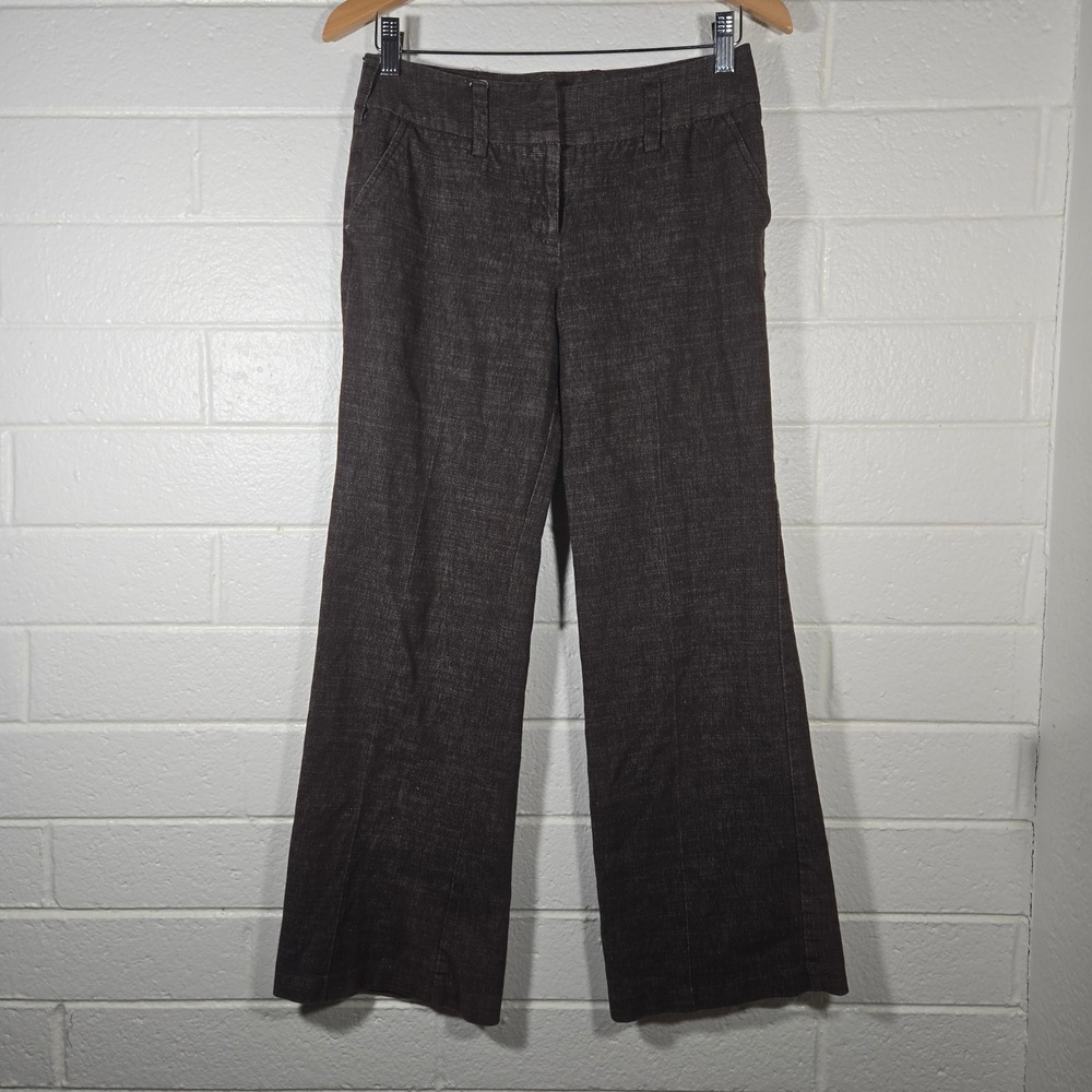 Vtg B-Wear Brown Wide Leg Trousers 7 Mid Rise Stretch Dress Pants Career Office